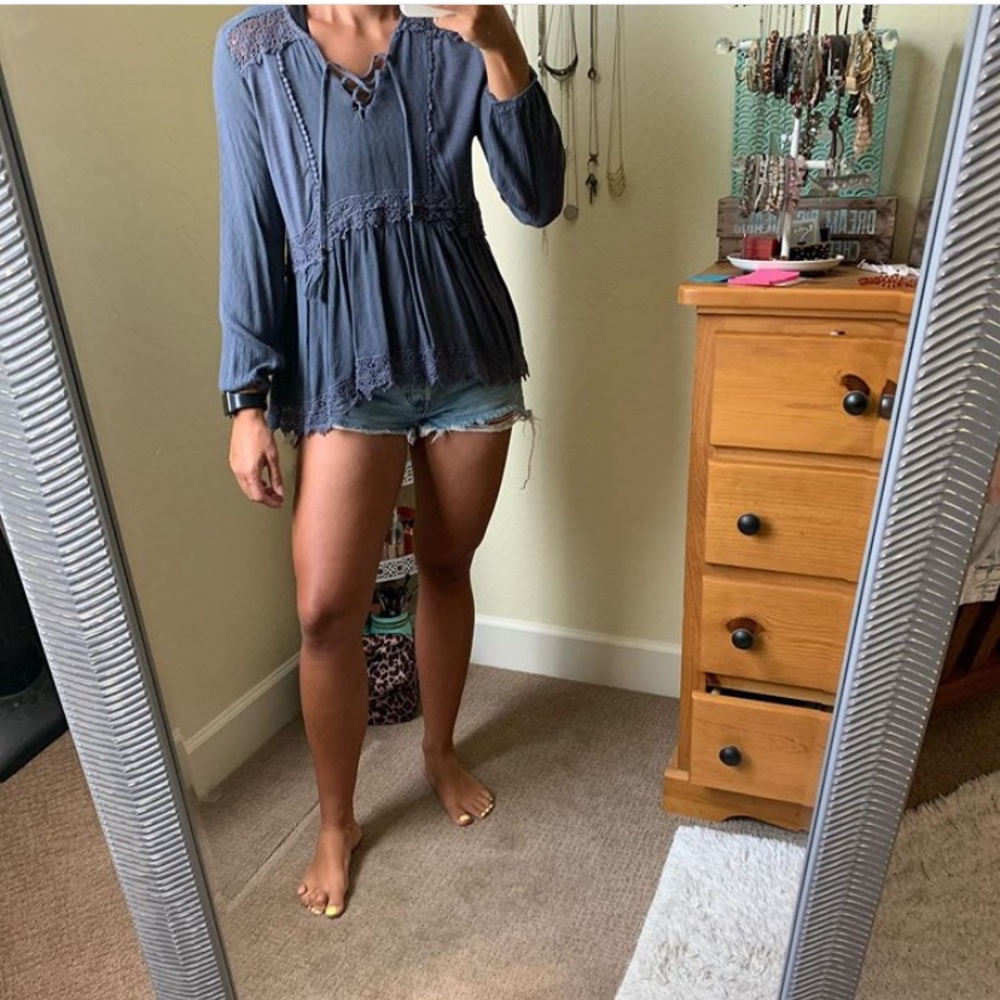 Blue/grey flowy boho long sleeve shirt from Target